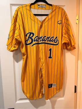 Savannah Bananas Yellow Pinstripe Baseball Jersey - #1